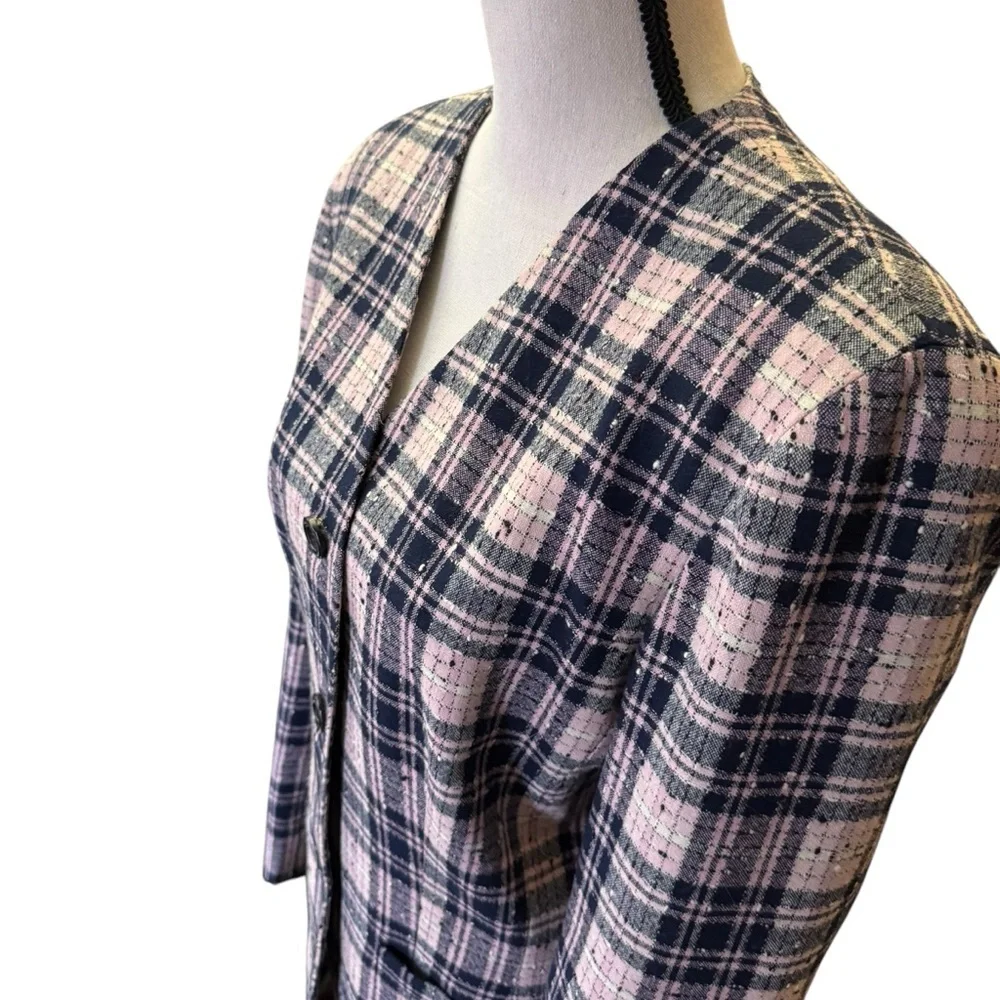 Pendleton classics wool blend tweed button up suit jacket blazer SZ 12 coquette